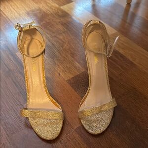 Elegant Gold Ankle Strap Heels